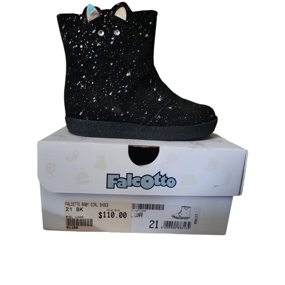 FALCOTTO Black and Silver Cat Sparkle Boots